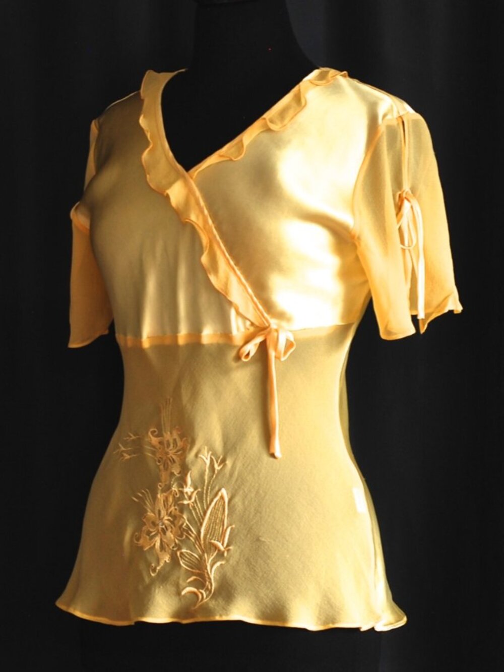 Vivaseta Silk Top With Embroidery On Silk Chiffon - Picture 3 of 7